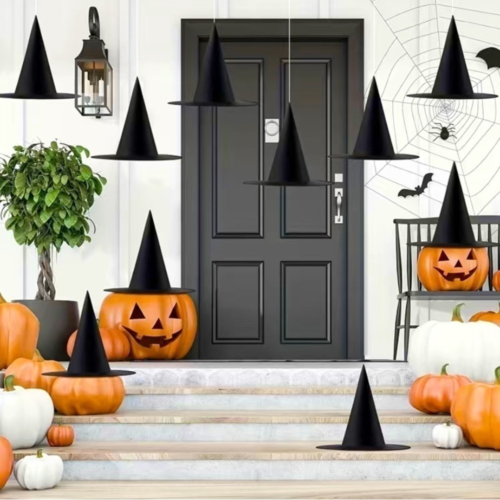 Set of 5 Halloween Black Witch Hat Fall Festival Octoberfest Party Costume